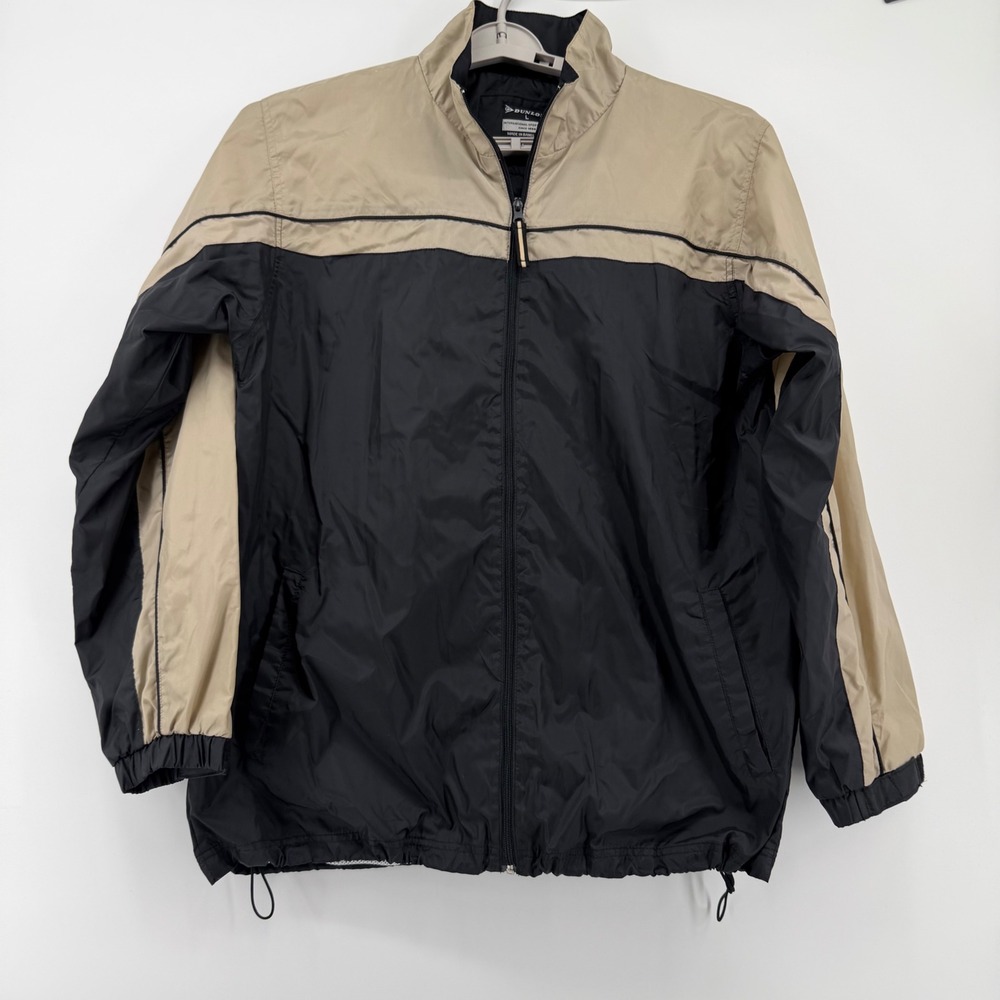 Dunlop Mens Large Full Zip Black Tan Colorblock Windbreaker Golf Tennis Fall